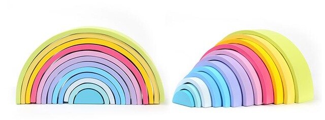 Wooden Toy Rainbow Blocks Montessori